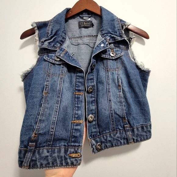 Ci Sono Cropped Denim Vest - Size US M - Picture 3 of 6